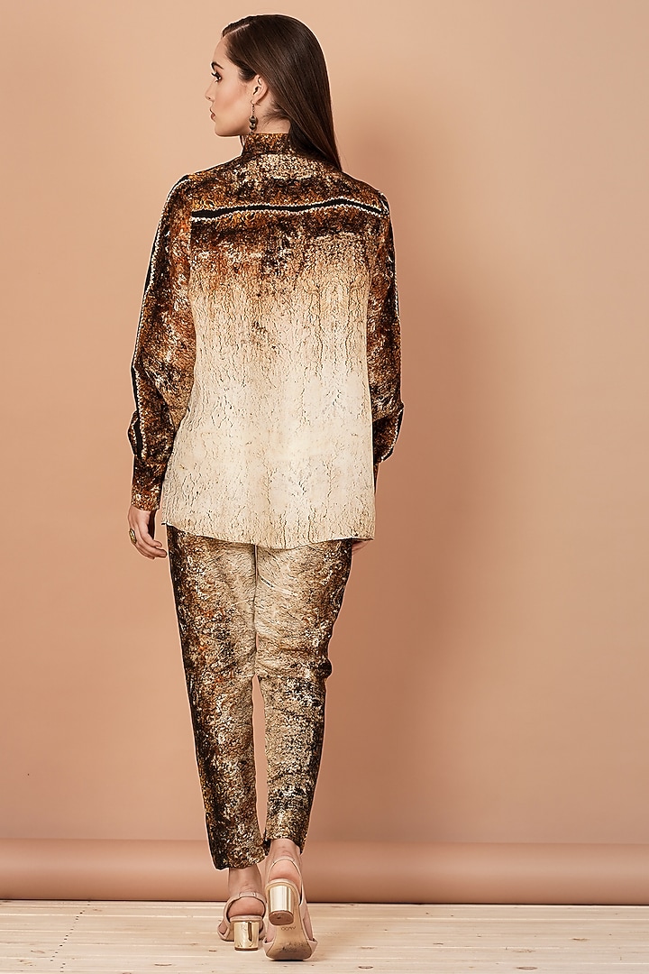 Beige & Brown Printed Pants Set by Breathe By Aakanksha Singh at Pernia's Pop Up Shop
