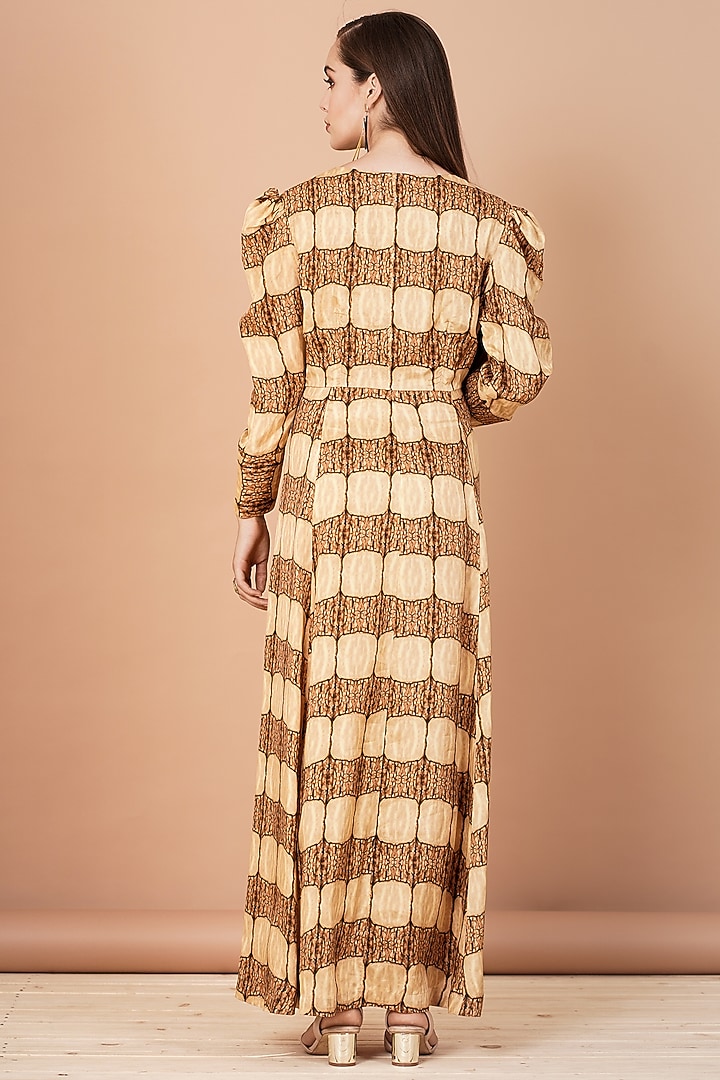 Gold & Brown Printed Tunic by Breathe By Aakanksha Singh at Pernia's Pop Up Shop