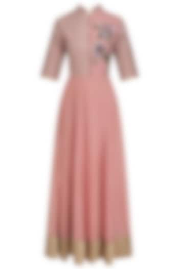Blush pink and yellow floral embroidered kalidaar set available only at Pernia's Pop Up Shop.