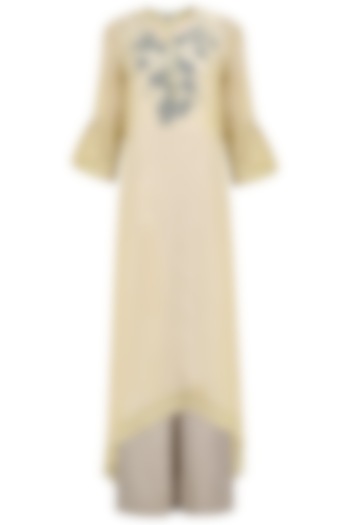 Beige cuffed sleeves kurta available only at Pernia's Pop Up Shop.