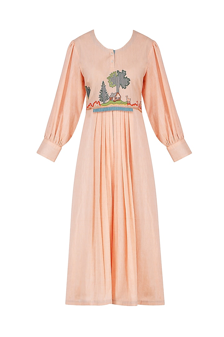 Peach Embroidered Dress by Breathe By Aakanksha Singh