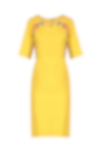 Yellow Knee Length Dress by Breathe By Aakanksha Singh
