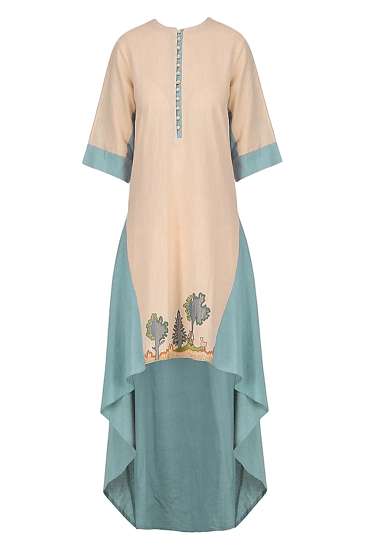Peach and Blue Tunic by Breathe By Aakanksha Singh