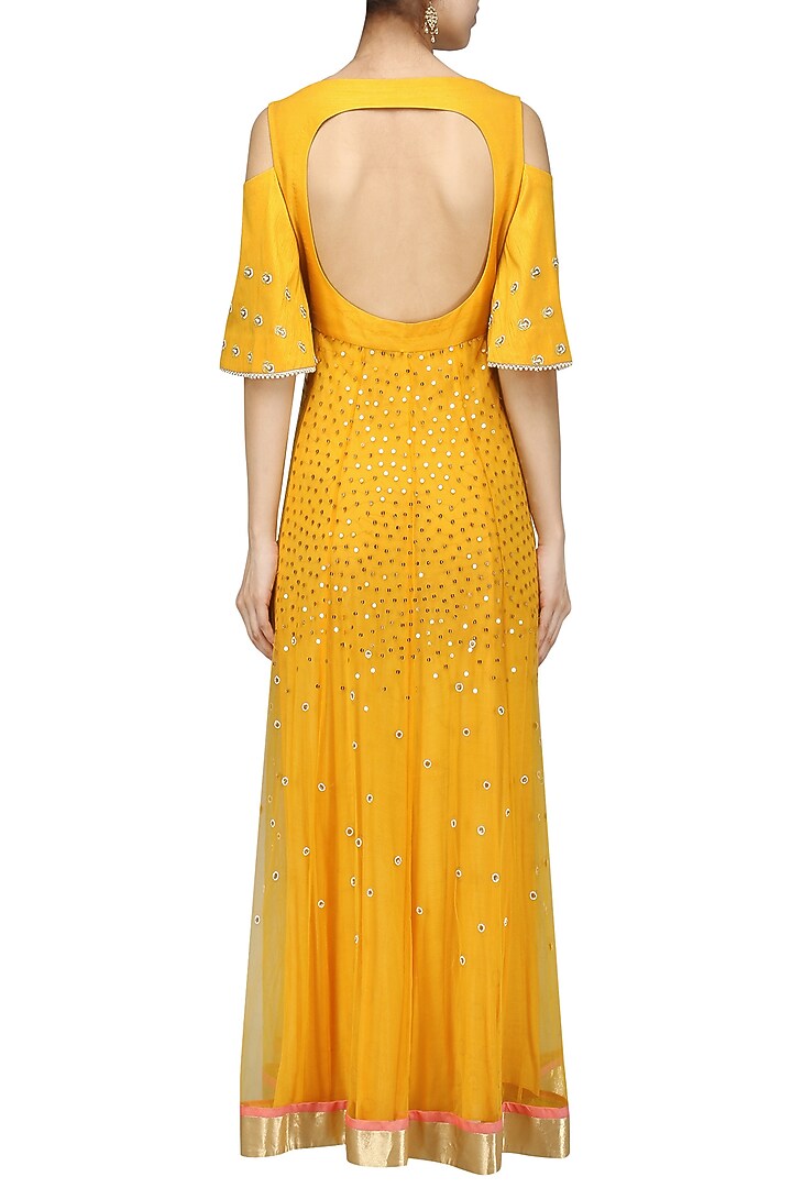 Yellow embroidered cold shoulder gown only at Pernia's Pop Up Shop.