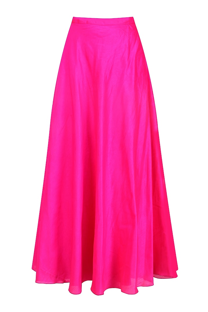 Lime green floral embroidered kurta and pink skirt set available only at Pernia's Pop Up Shop.