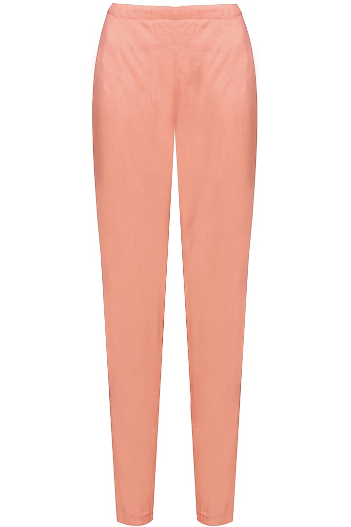 Peach floral embroidered kalidaar drape kurta and pants set available only at Pernia's Pop Up Shop.