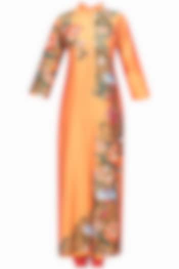 Sunset orange floral embroidered kurta set available only at Pernia's Pop Up Shop.