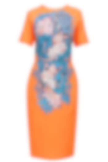 Tangerine floral embroidered midi dress available only at Pernia's Pop Up Shop.