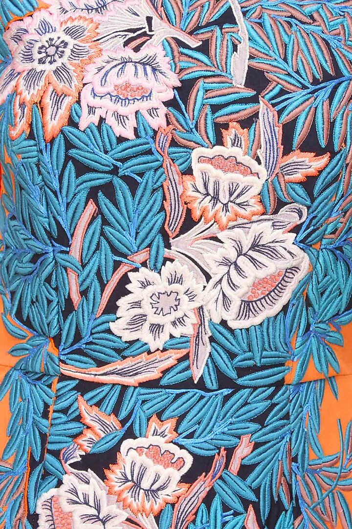 Tangerine floral embroidered midi dress available only at Pernia's Pop Up Shop.