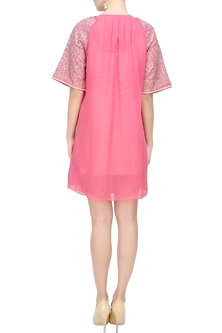 Old rose pink floral embroidered tunic available only at Pernia's Pop Up Shop.