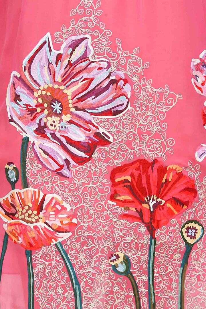 Old rose pink floral embroidered tunic available only at Pernia's Pop Up Shop.