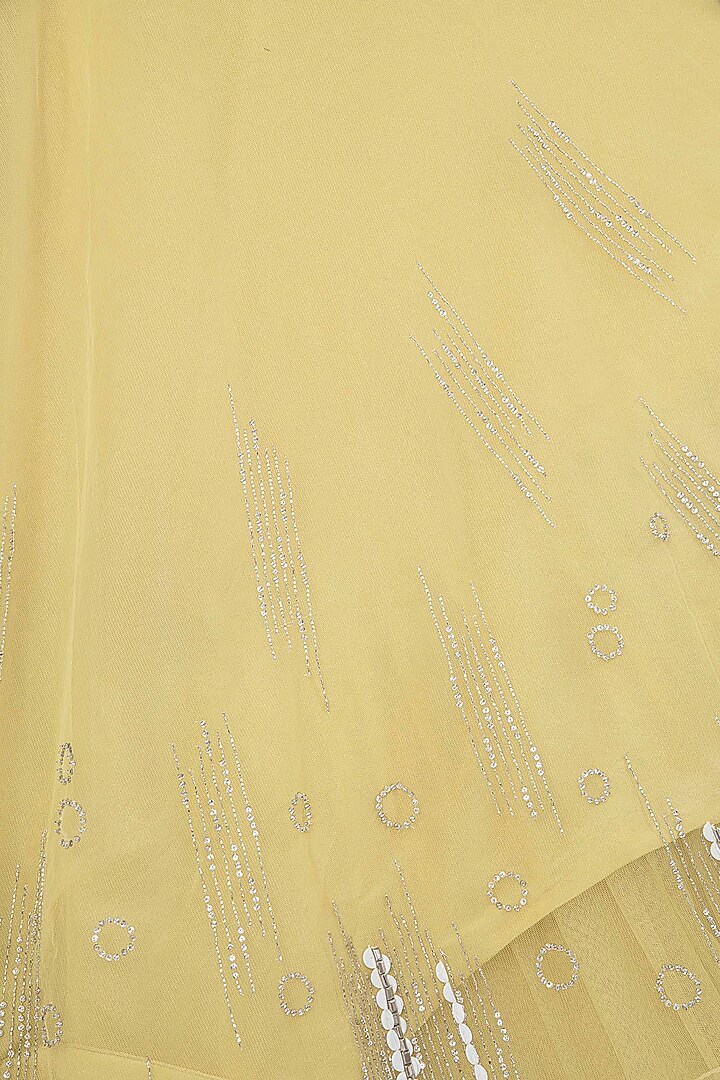 Iris yellow embroidered ruffle top with lehenga skirt available only at Pernia's Pop Up Shop.