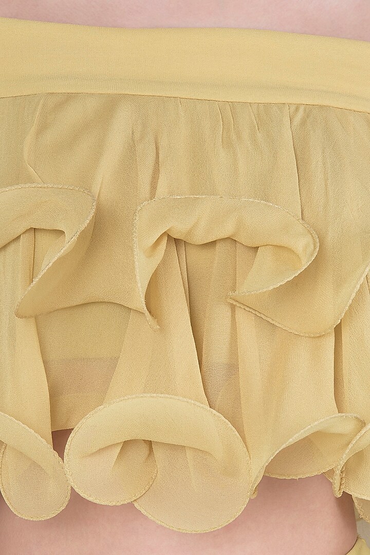 Iris yellow embroidered ruffle top with lehenga skirt available only at Pernia's Pop Up Shop.