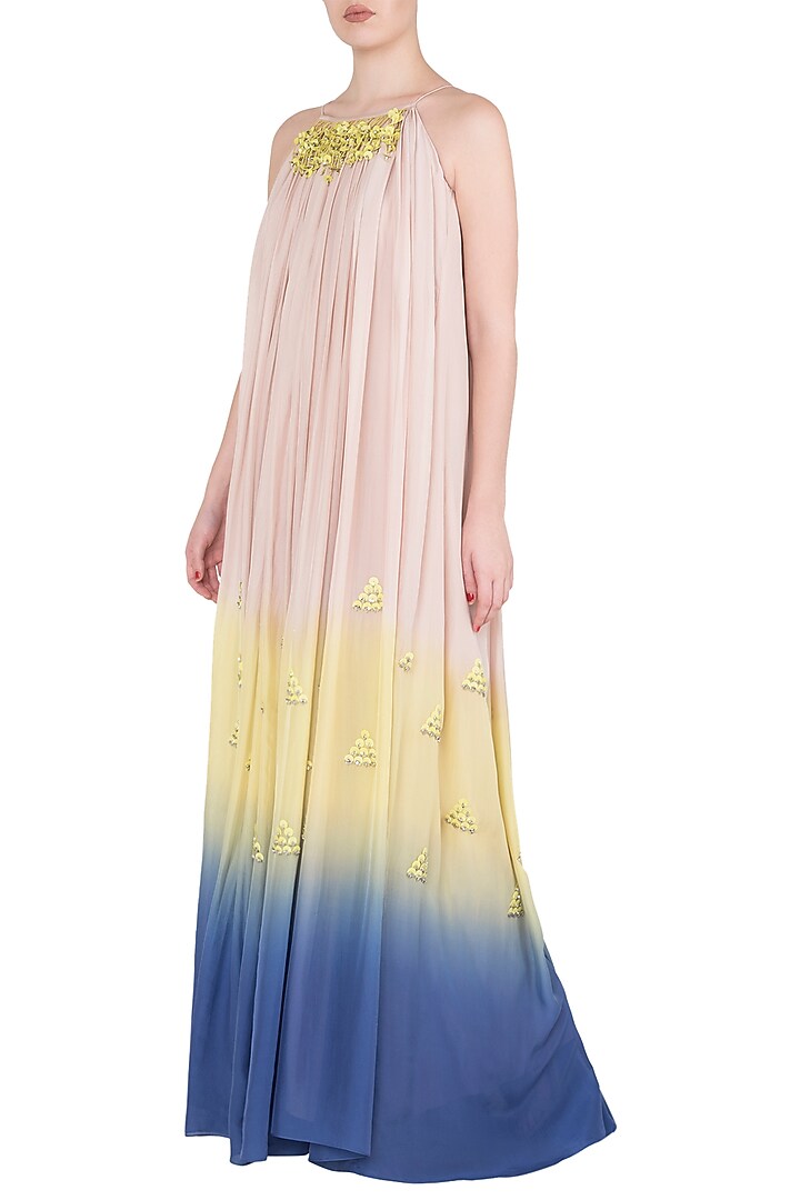 Multi-colour embroidered maxi dress available only at Pernia's Pop Up Shop.