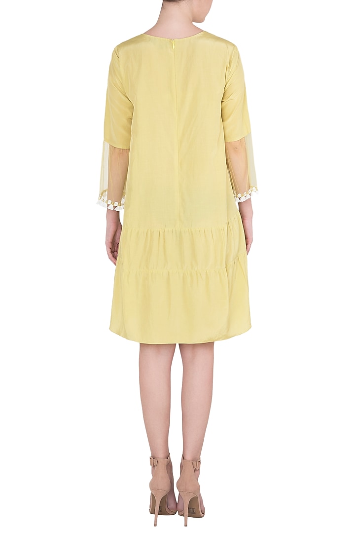 Iris yellow flared knee length dress available only at Pernia's Pop Up Shop.
