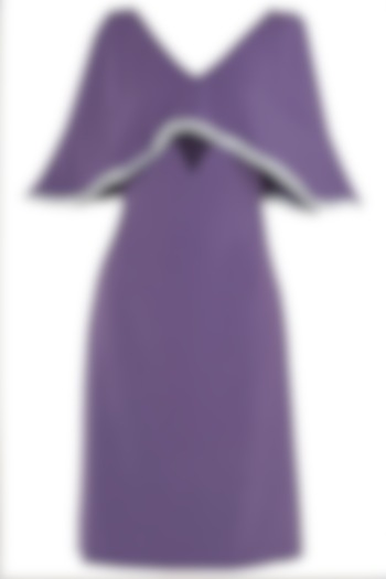 Purple Asymmetrical Sequins Embroidered Bodycon Cape Dress by Babita Malkani