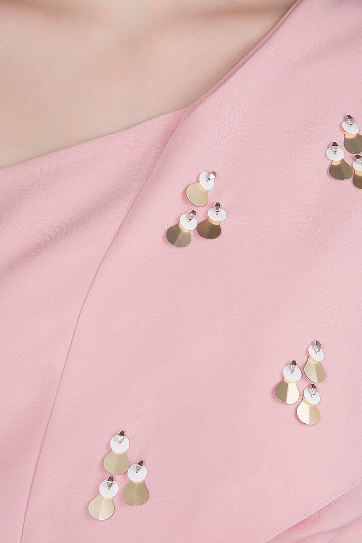 Flamingo pink one shoulder crop top with pants available only at Pernia's Pop Up Shop.