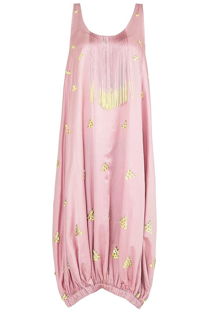 Pink Sequins Embellished Midi Dress by Babita Malkani