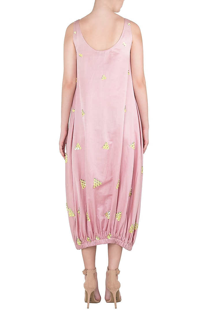 Pink sequins embellished midi dress available only at Pernia's Pop Up Shop.