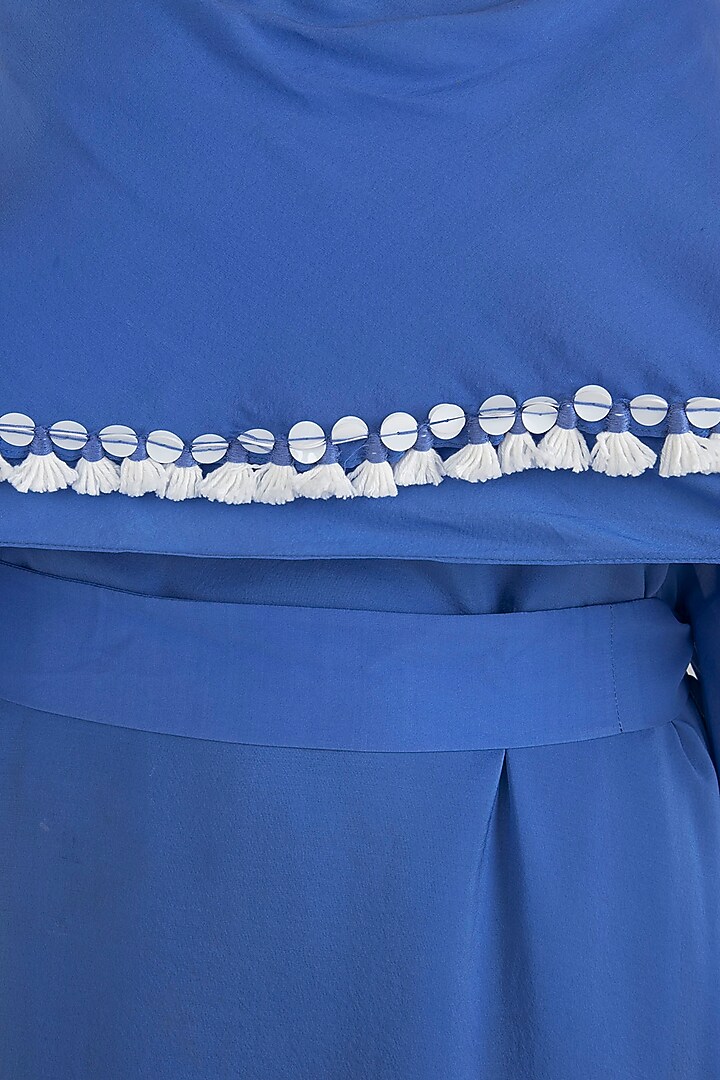 Blue asymmetrical off shoulder sequins maxi dress available only at Pernia's Pop Up Shop.