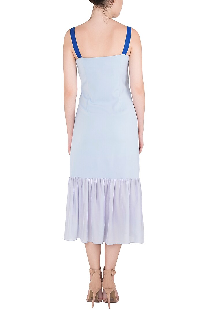 Dark blue applique work midi dress available only at Pernia's Pop Up Shop.