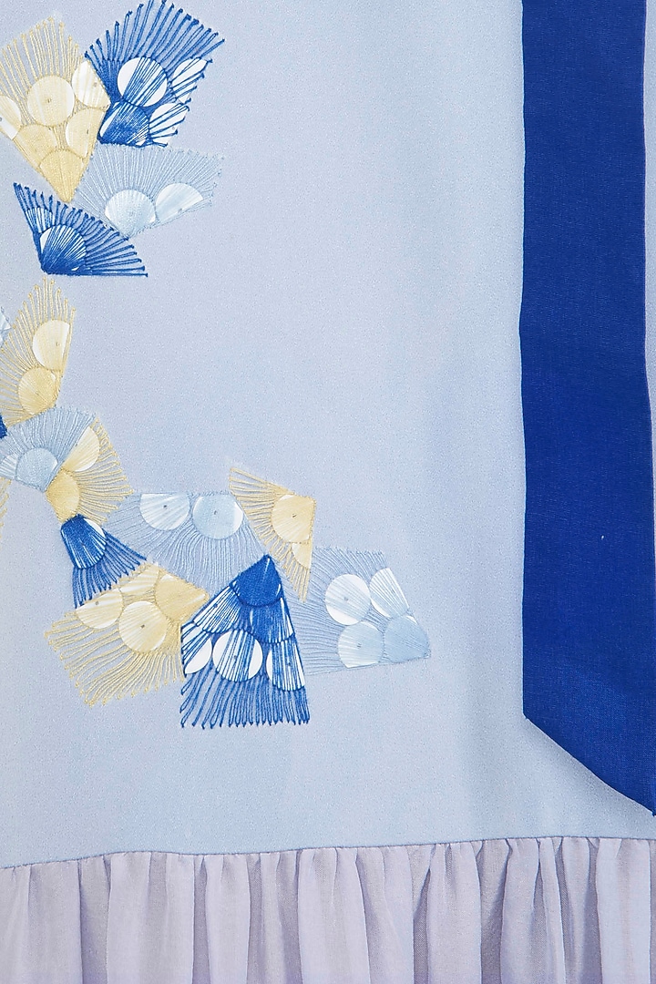 Dark blue applique work midi dress available only at Pernia's Pop Up Shop.