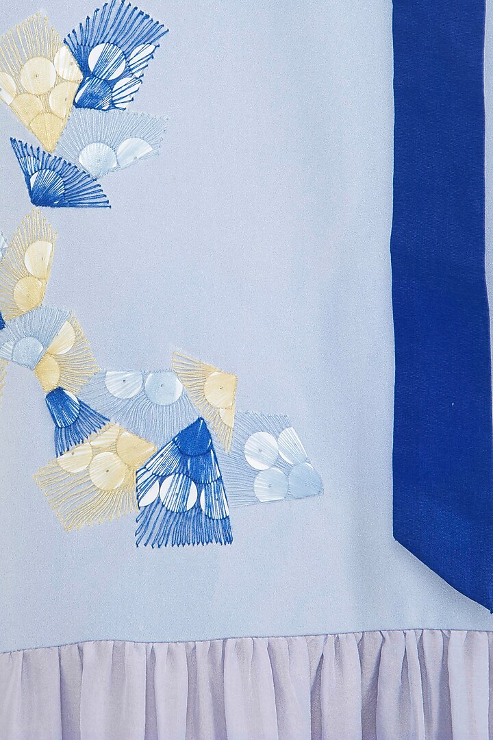 Dark blue applique work midi dress available only at Pernia's Pop Up Shop.
