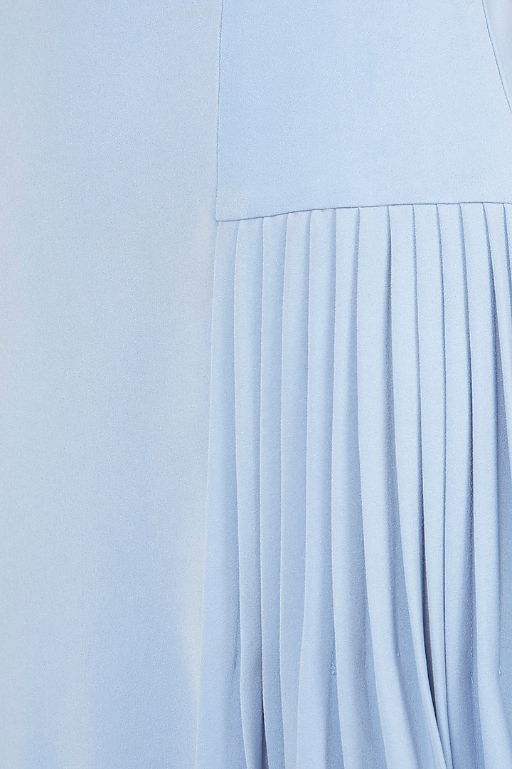 Dusk blue embroidered pleated midi dress available only at Pernia's Pop Up Shop.