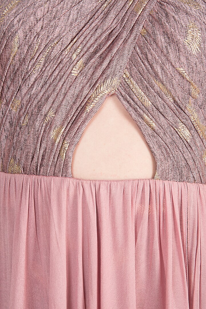 Ash Lavender Ruched One Shoulder Foil Cocktail Dress by Babita Malkani at Pernia's Pop Up Shop
