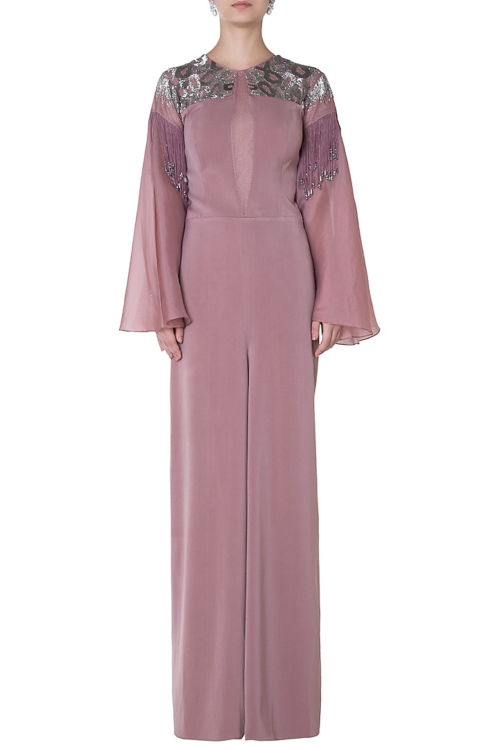 Pink bell sleeved jumpsuit available only at Pernia's Pop Up Shop.