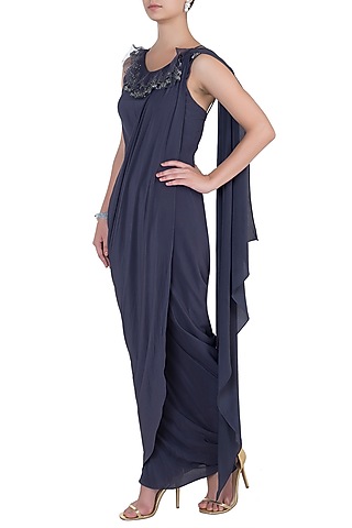 BLUE GOWN SAREE by Babita Malkani