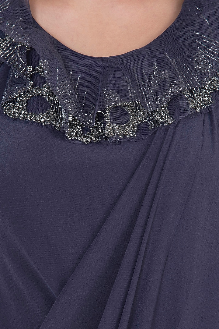 Blue gown saree available only at Pernia's Pop Up Shop.