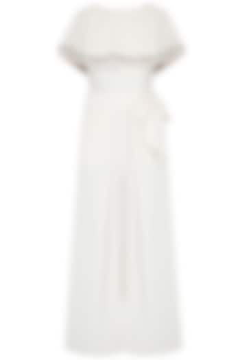 Ivory fringes and rivet embroidery cape jumpsuit available only at Pernia's Pop Up Shop.