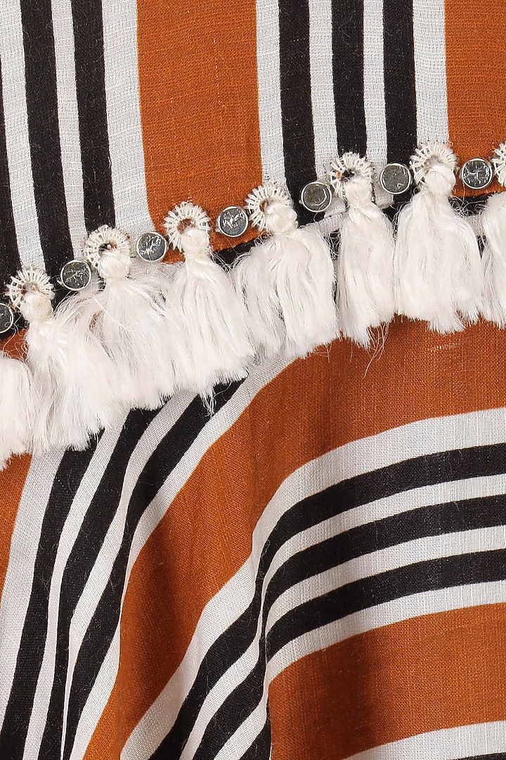 Orange and black stripe printed high-low ruffle dress available only at Pernia's Pop Up Shop.