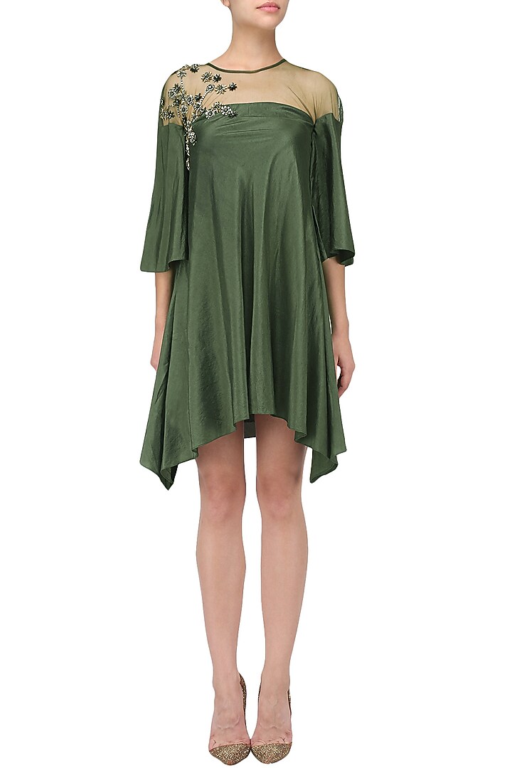 Seaweed flared embroidered dress available only at Pernia's Pop Up Shop.