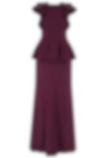 Burgundy beads embroidered peplum gown available only at Pernia's Pop Up Shop.