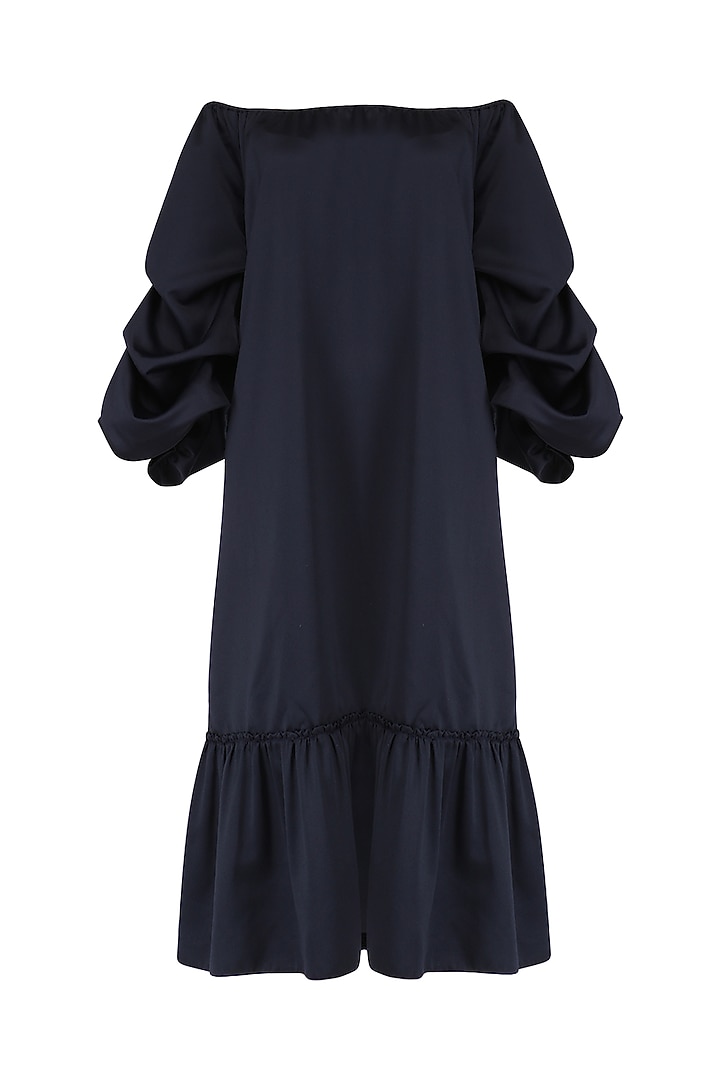Navy blue off shoulder dress available only at Pernia's Pop Up Shop.