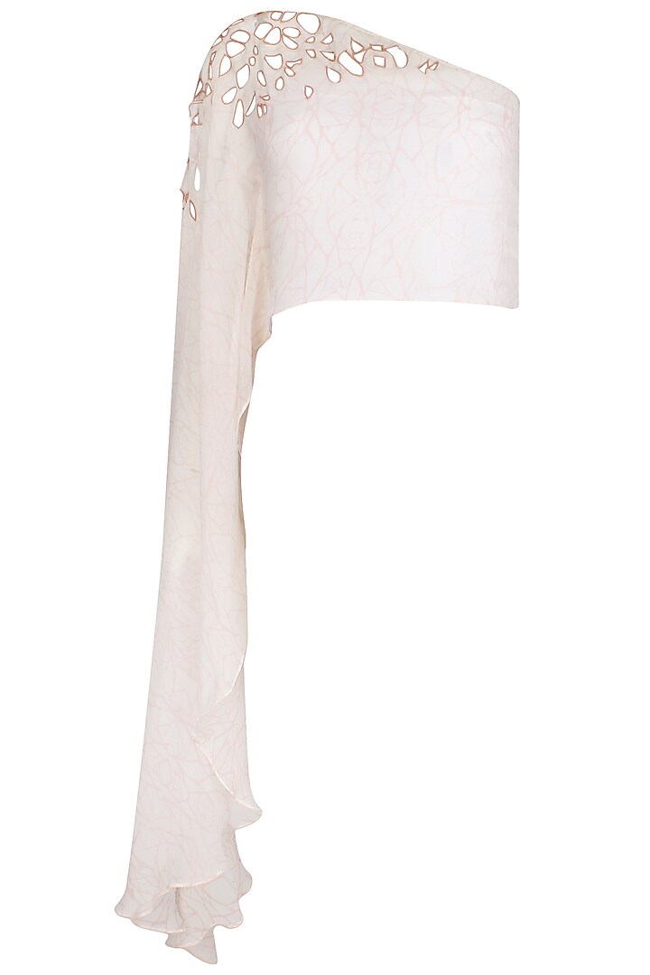 Off white- echo printed cutwork on shoulder cape top available only at Pernia's Pop Up Shop.