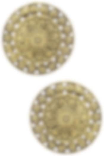 Gold Plated Wire and Rawa Round Studs by Blue Turban