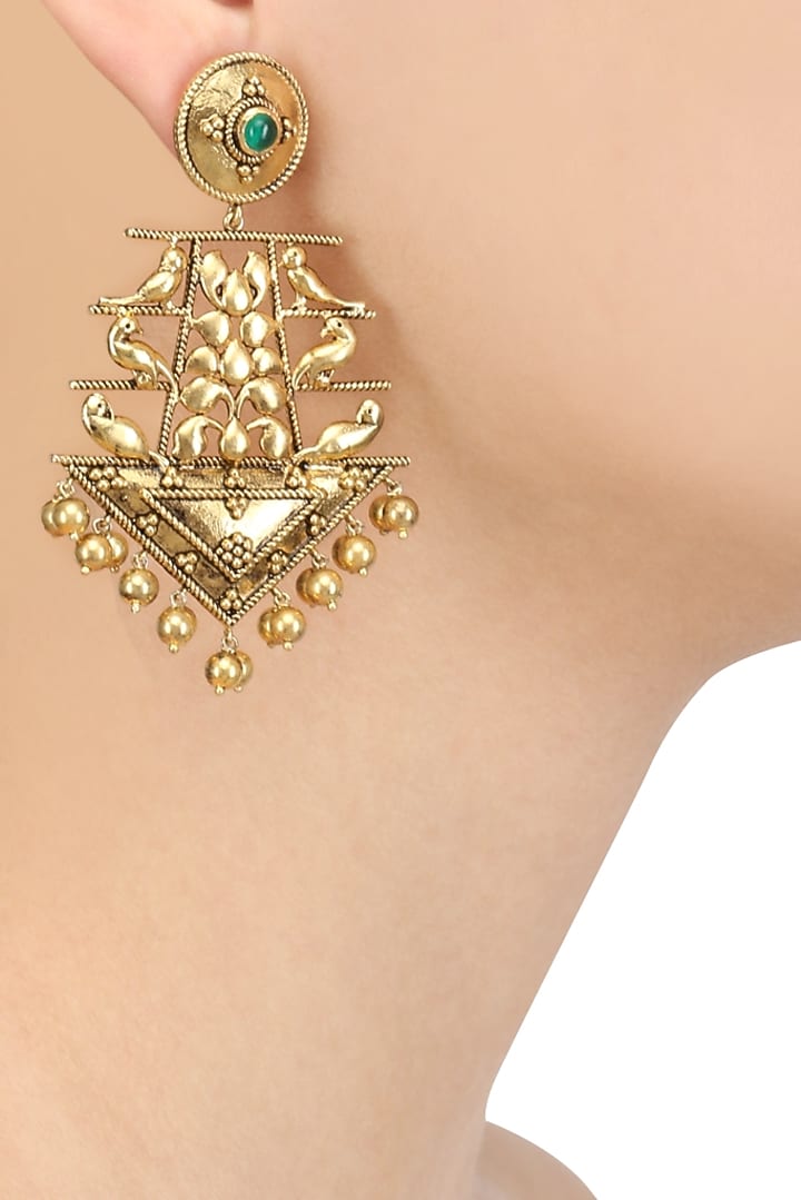 Blue Turban presents Gold plated 6 bird motifs earrings available only at Pernia's Pop Up Shop.