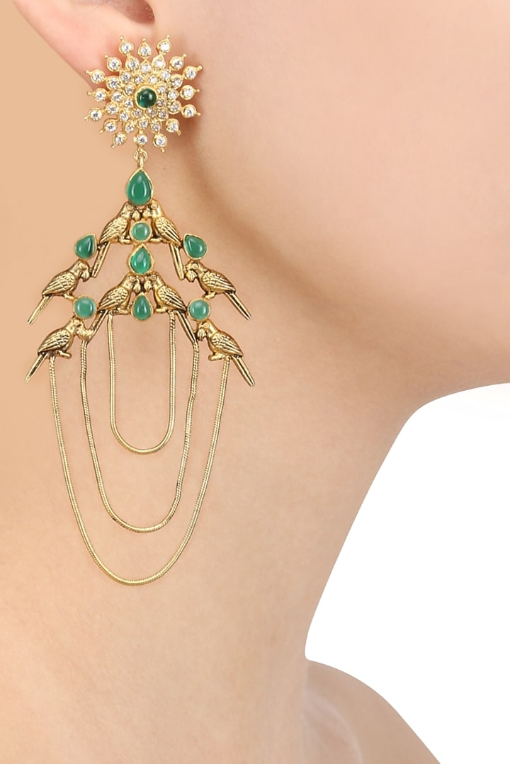 Blue Turban presents Gold plated flock of birds inspired earrings available only at Pernia's Pop Up Shop.