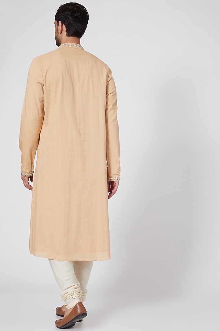 Beige Embroidered Kurta Set by Bubber Couture at Pernia's Pop Up Shop