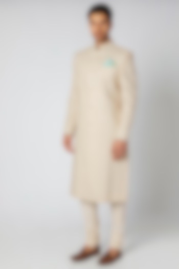 Ash Grey Wedding Sherwani Set by Bubber Couture at Pernia's Pop Up Shop