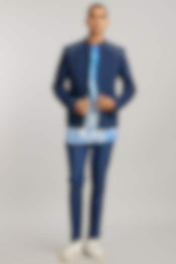 Blue Denim Quilted Bomber Jacket by Bubber Couture at Pernia's Pop Up Shop