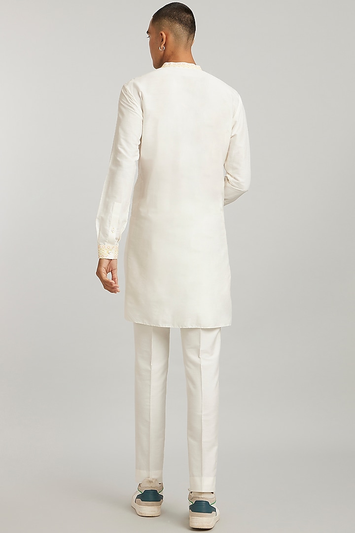 Off-White Cotton Silk Pathani Dashiki Kurta Set by Bubber Couture at Pernia's Pop Up Shop