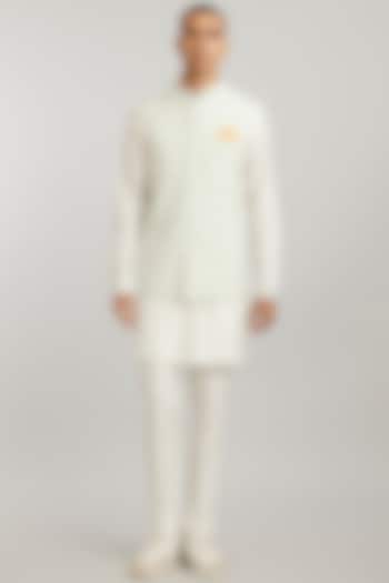 Multi-Colored Cotton Silk Digital Pixel Printed Bundi Jacket by Bubber Couture