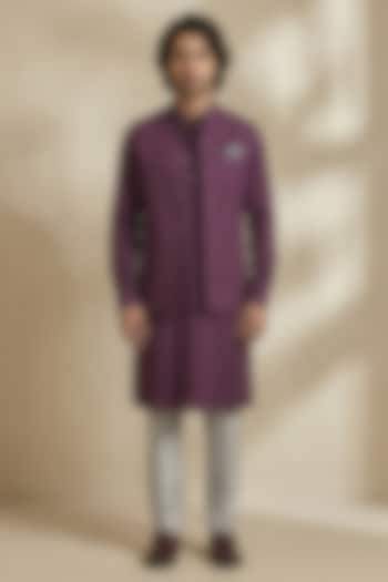 Wine Textured Cotton Bundi Jacket by Bubber Couture at Pernia's Pop Up Shop
