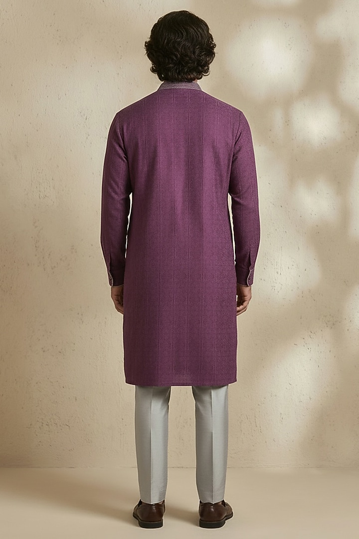 Wine Textured Cotton Printed Kurta Set by Bubber Couture at Pernia's Pop Up Shop