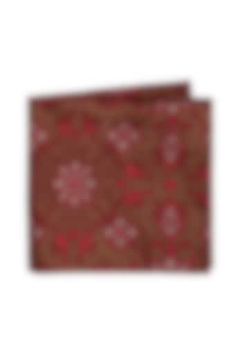 Maroon Floral Printed Pocket Square by Bubber Couture