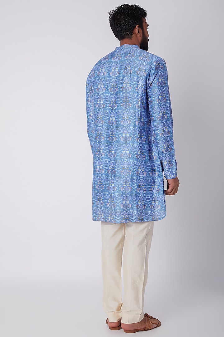 Cobalt Blue Digital Printed Kurta Set by Bubber Couture at Pernia's Pop Up Shop